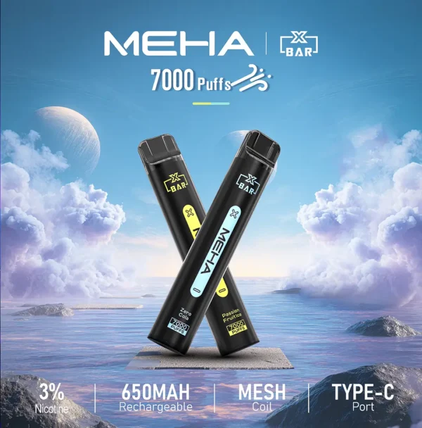 MEHA XBAR 魅嗨小黑條7000口拋棄式電子煙 長效容量設計 個性條形外觀 日常攜帶使用推薦 台灣現貨
