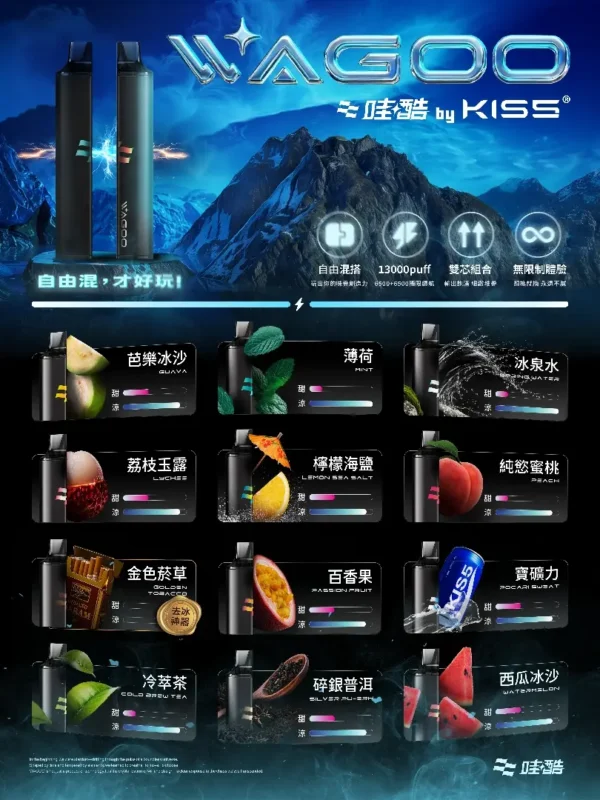 哇酷 WAGOO KIS5 6500口拋棄式電子煙 長效容量設計 一次性電子煙方便使用 日常攜帶推薦 台灣現貨