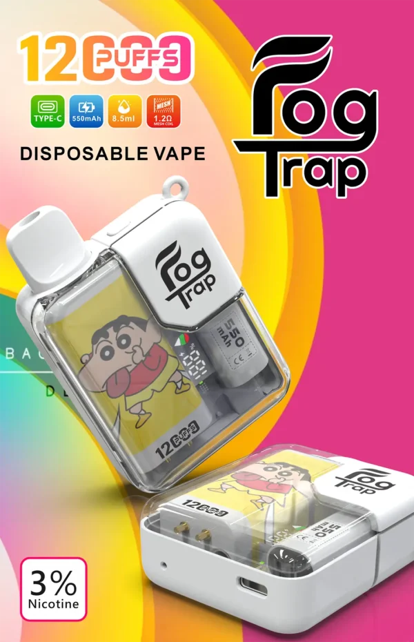 【滿10贈1】Fog Trap 限量聯名蠟筆小新×LABUBU 12000口拋棄式電子煙 動漫潮流限定設計 大容量一次性電子煙 收藏款推薦 台灣現貨