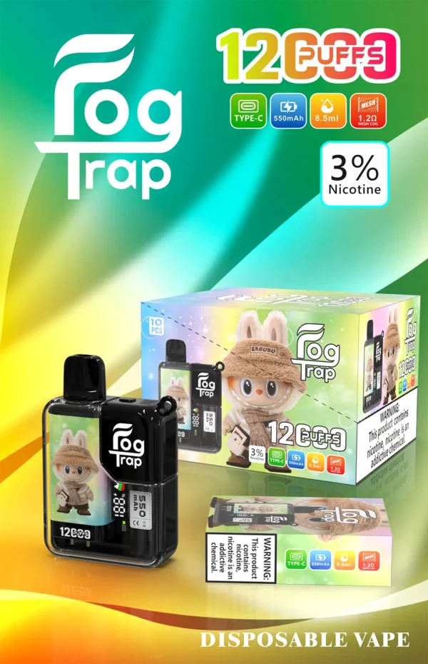 【滿10贈1】Fog Trap 限量聯名蠟筆小新×LABUBU 12000口拋棄式電子煙 動漫潮流限定設計 大容量一次性電子煙 收藏款推薦 台灣現貨