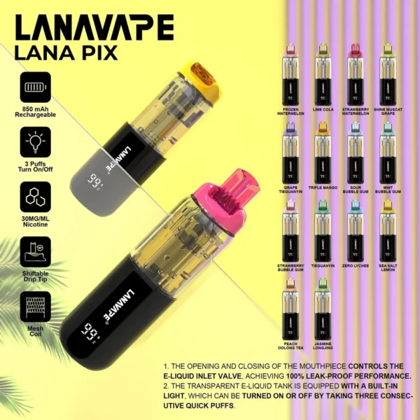 LANA PIX 閃光彈 20000口拋棄式電子煙 便攜輕巧機身 獨家可折疊式吸嘴 外出使用推薦 台灣現貨